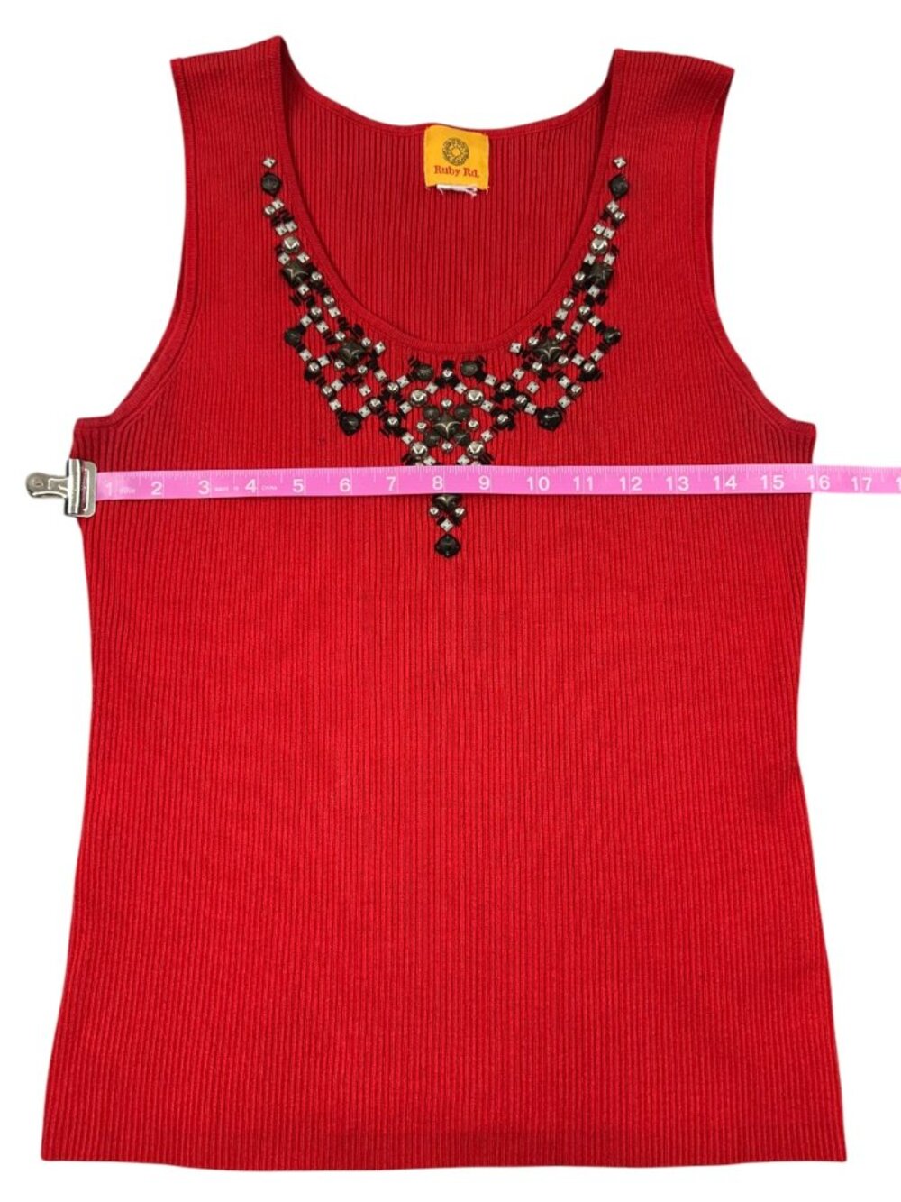 Y2K Ruby Rd. Red Ribbed Tank Top - Picture 8 of 9